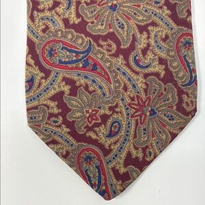 Vintage Piattelli Elegant Red and Gold Paisley Silk Tie
